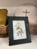 Black Scalloped Wood Frame W/ Hydrangea Print - The Cozy Nest