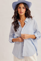 Blue Stripe Button Down - The Cozy Nest