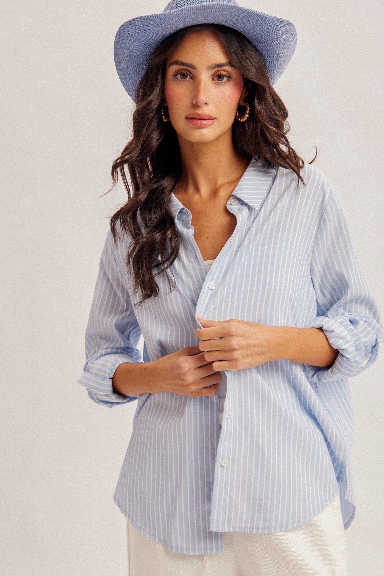Blue Stripe Button Down - The Cozy Nest