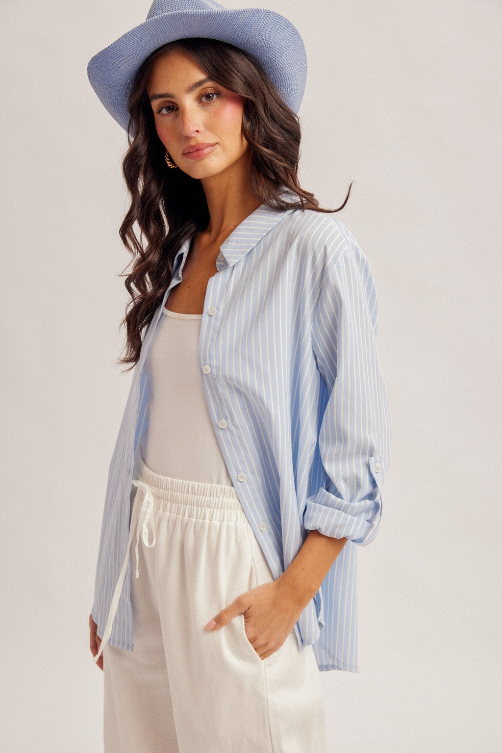 Blue Stripe Button Down - The Cozy Nest