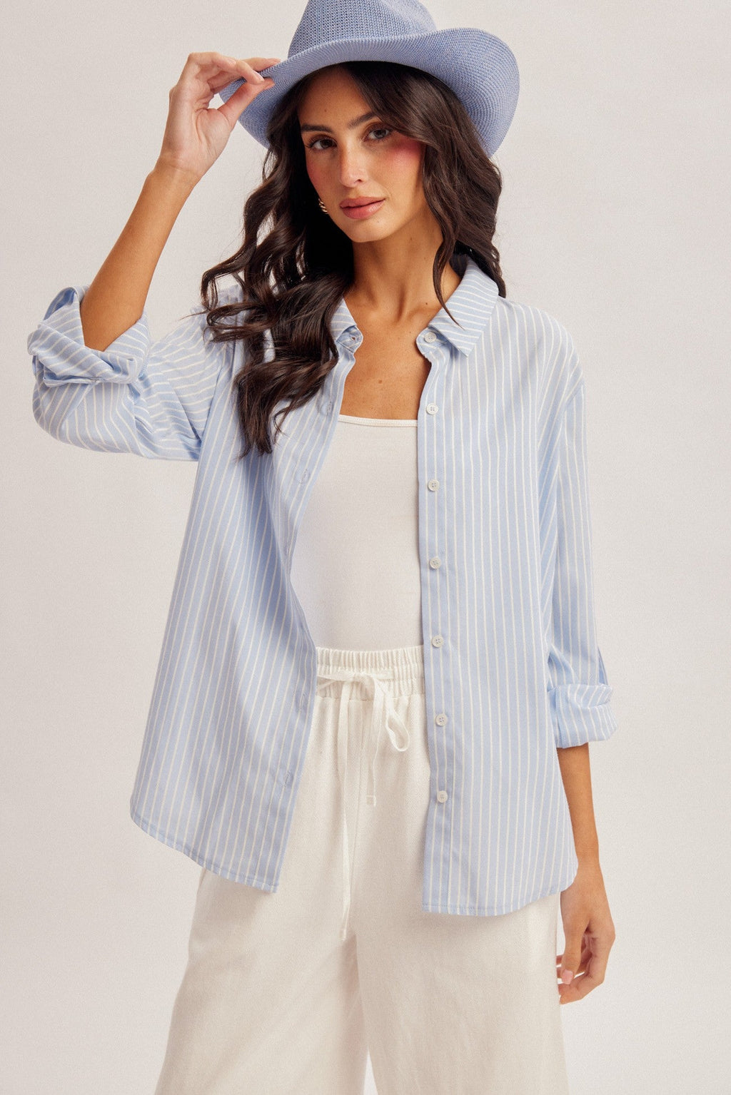 Blue Stripe Button Down - The Cozy Nest