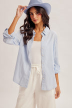 Blue Stripe Button Down - The Cozy Nest