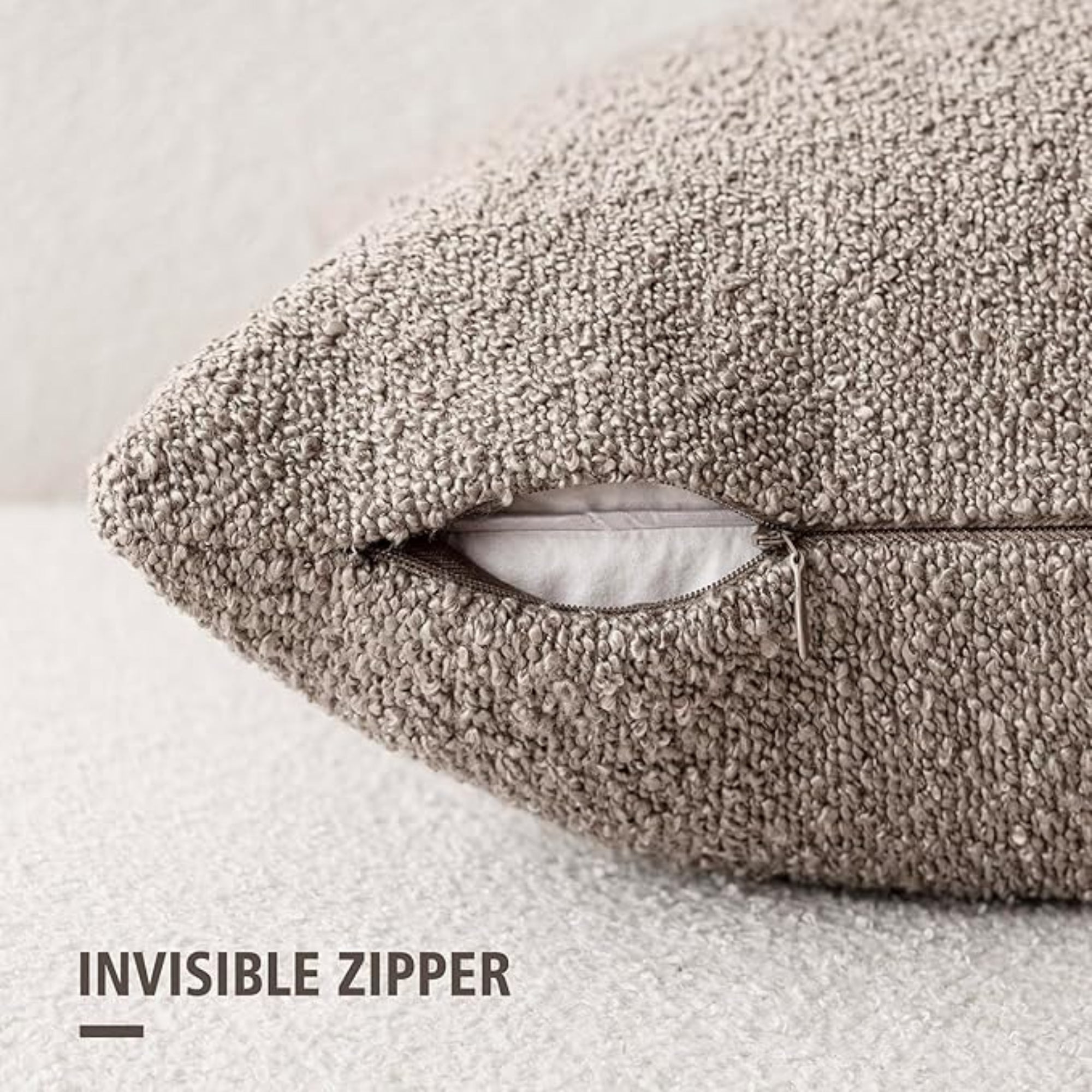 Boucle Pillow - Light Taupe - The Cozy Nest