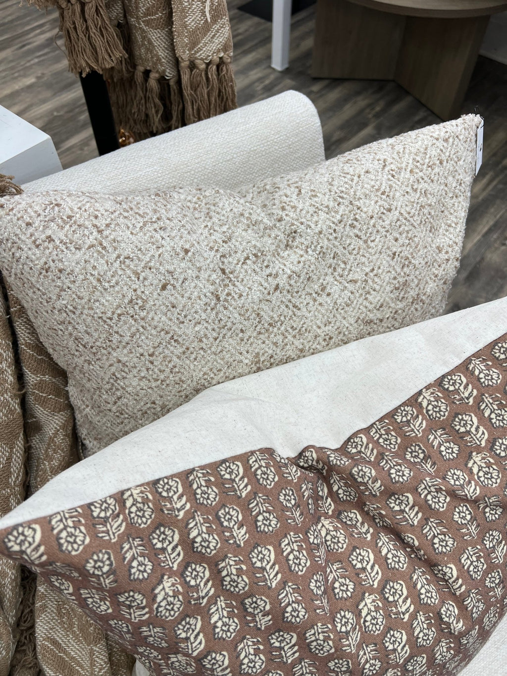 Brown Boucle Pillow - The Cozy Nest