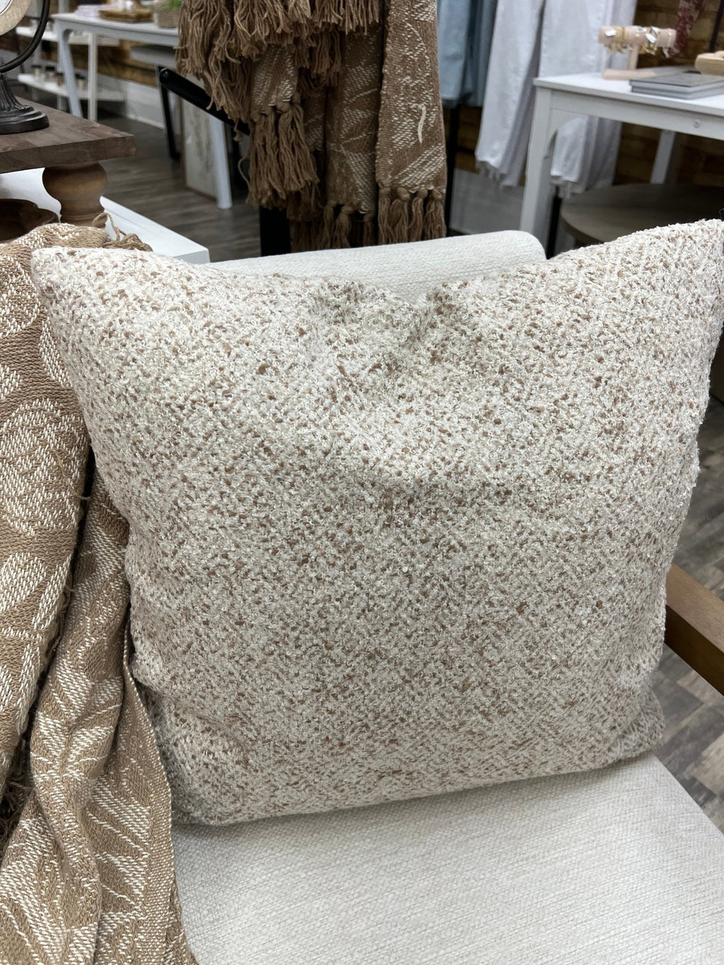 Brown Boucle Pillow - The Cozy Nest