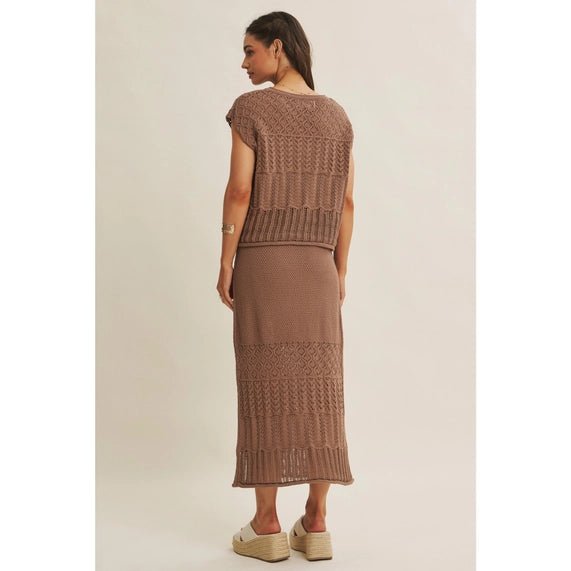 Brown Crochet Sweater Set - The Cozy Nest