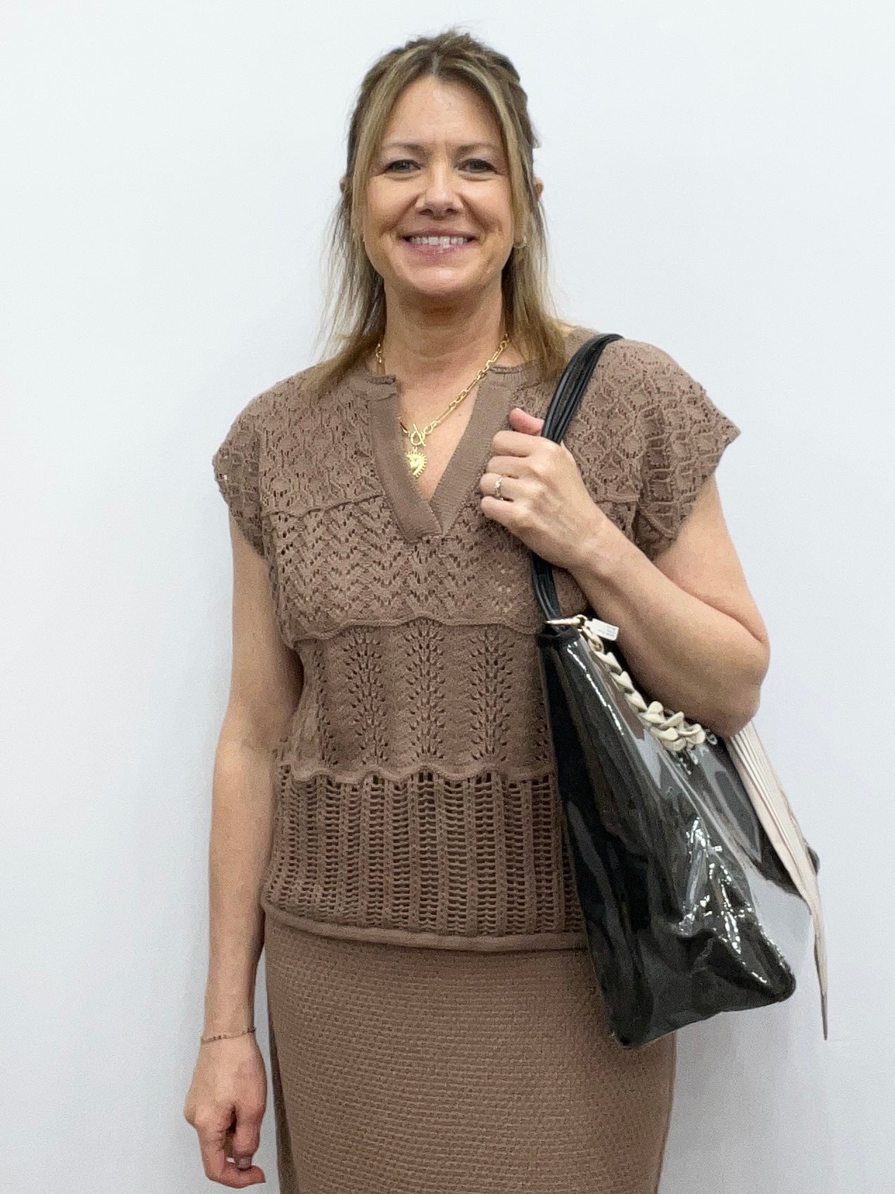 Brown Crochet Sweater Set - The Cozy Nest