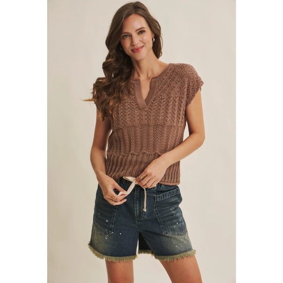 Brown Crochet Sweater Set - The Cozy Nest
