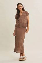 Brown Crochet Sweater Set - The Cozy Nest