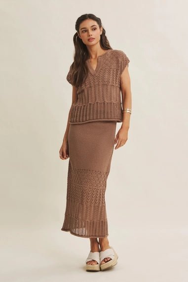 Brown Crochet Sweater Set - The Cozy Nest