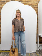 Brown Floral Top - The Cozy Nest