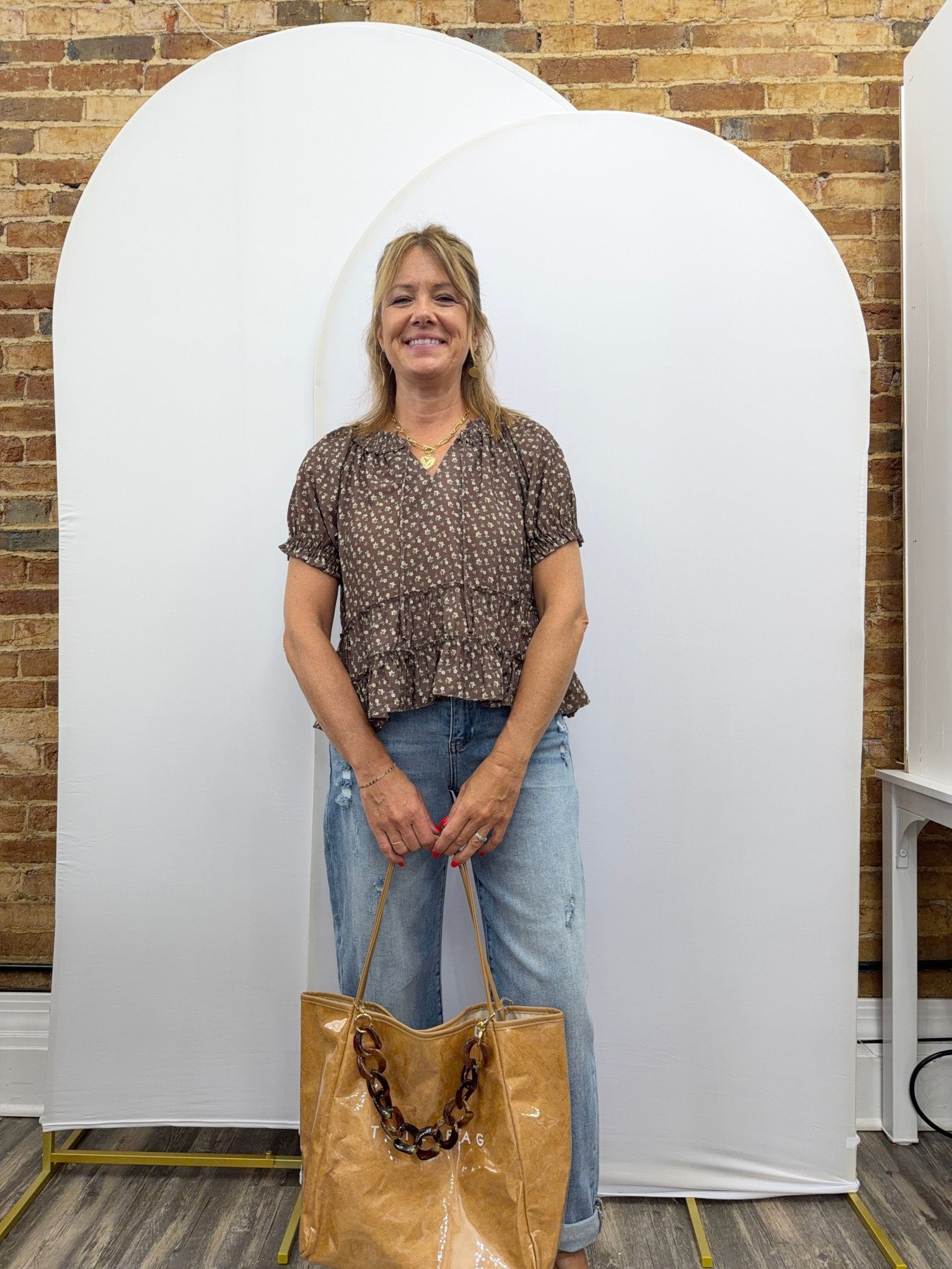 Brown Floral Top - The Cozy Nest