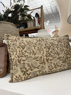 Brown & Gray Floral Lumbar Pillow - The Cozy Nest