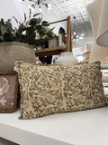 Brown & Gray Floral Lumbar Pillow - The Cozy Nest