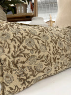Brown & Gray Floral Lumbar Pillow - The Cozy Nest