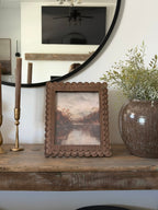 Brown Scalloped Wood Frame W/Fall Art - Large Size - The Cozy Nest