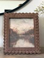 Brown Scalloped Wood Frame W/Fall Art - Large Size - The Cozy Nest