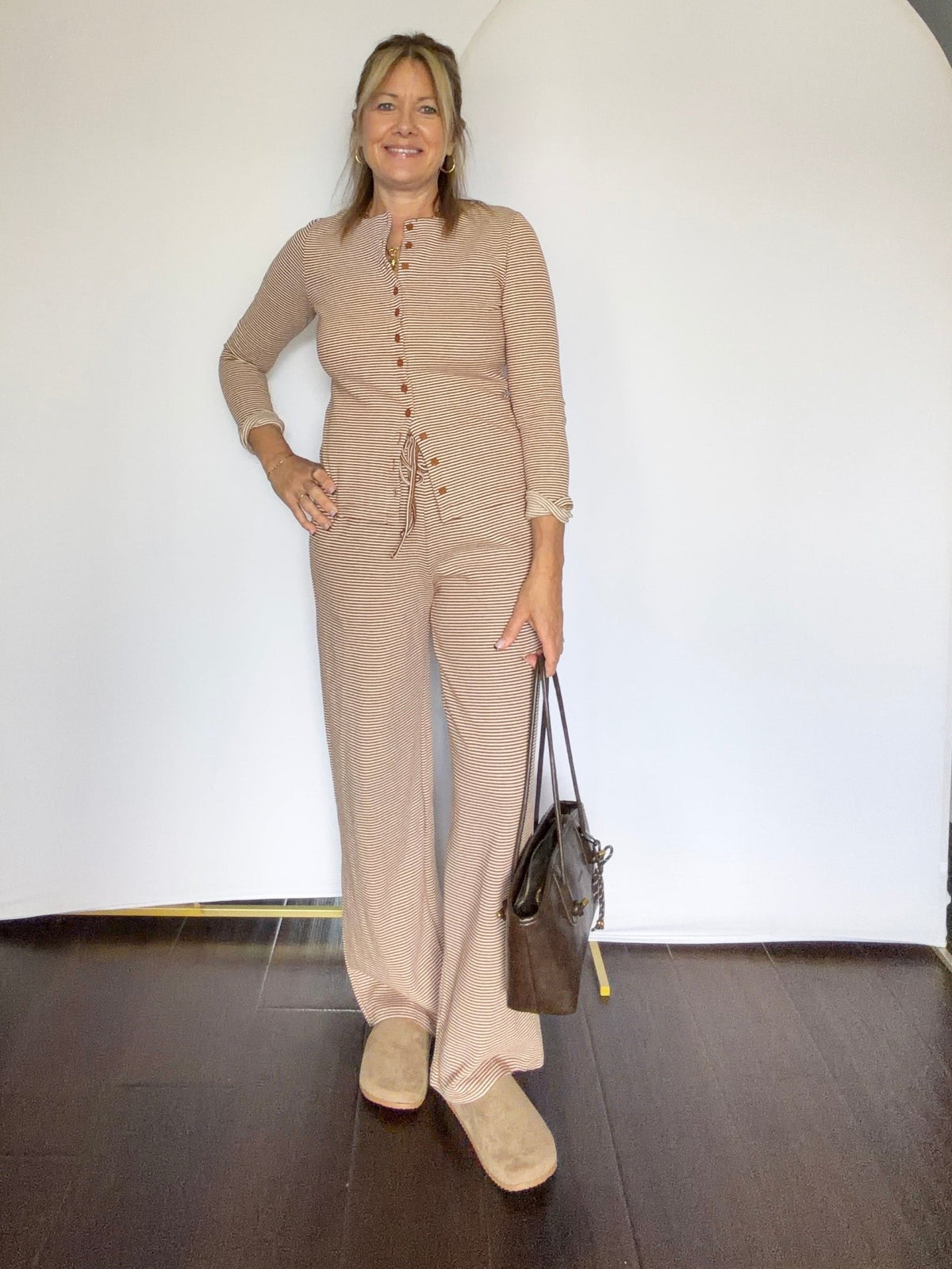 Brown Stripe Pant(part of set) - The Cozy Nest
