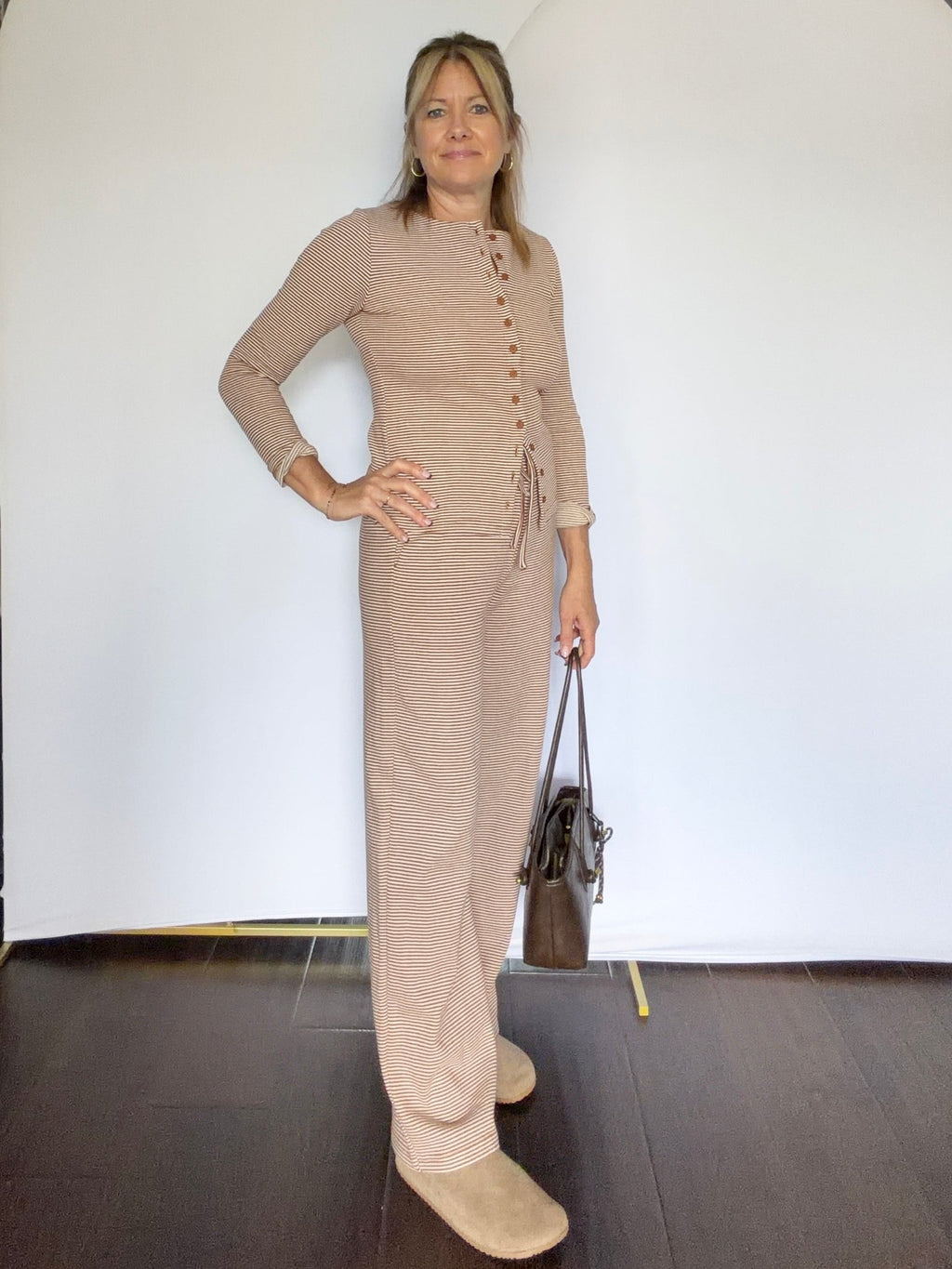 Brown Stripe Pant(part of set) - The Cozy Nest