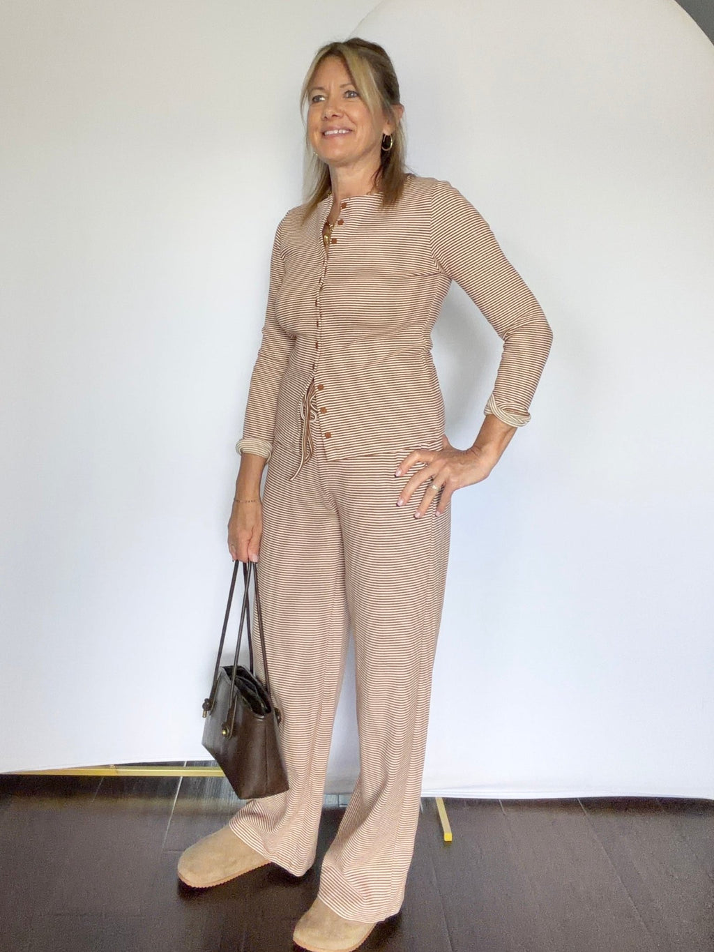 Brown Stripe Pant(part of set) - The Cozy Nest