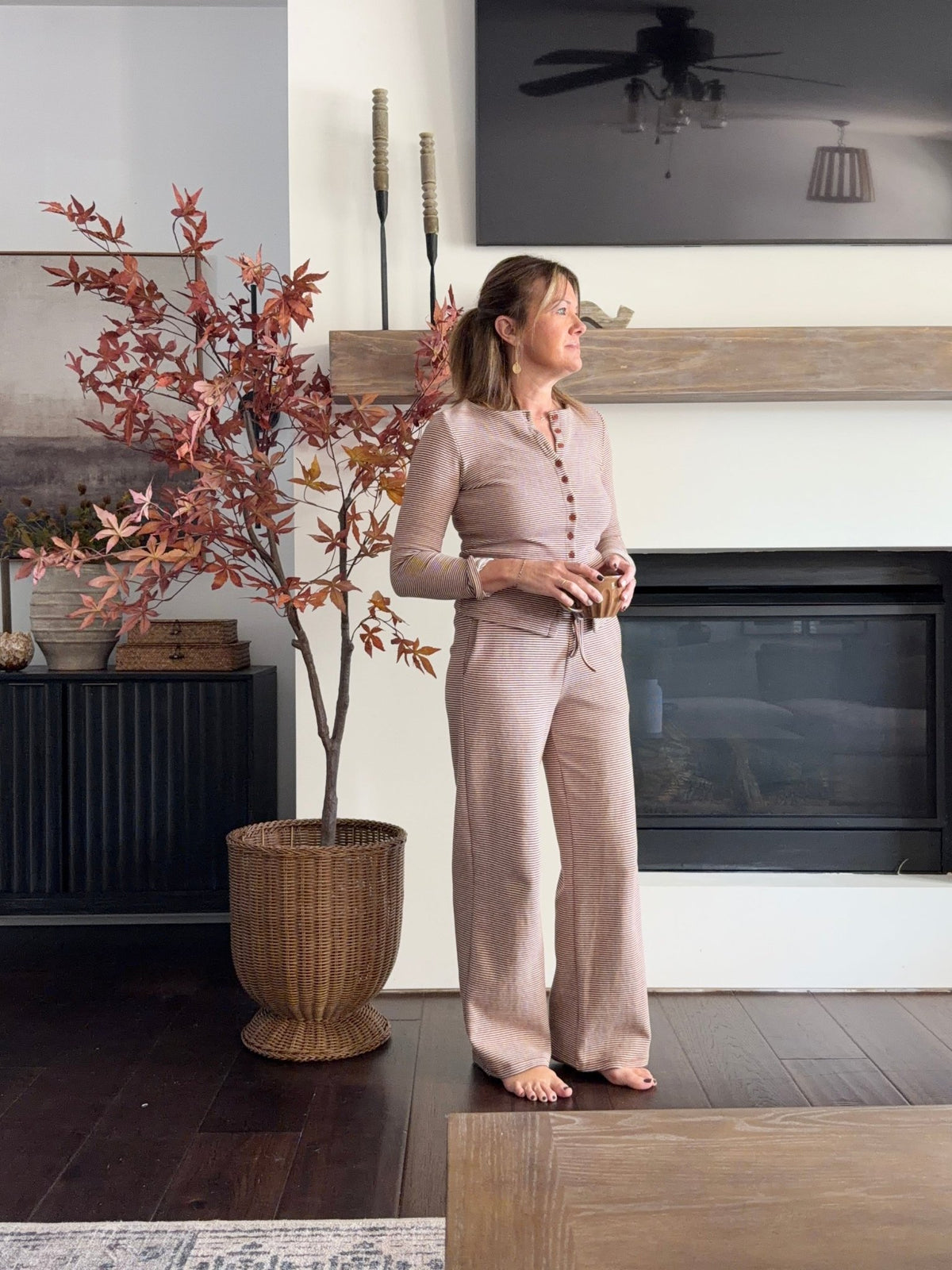 Brown Stripe Top(part of set) - The Cozy Nest