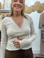 Brush Rib Hacci Tie Waist Top - The Cozy Nest