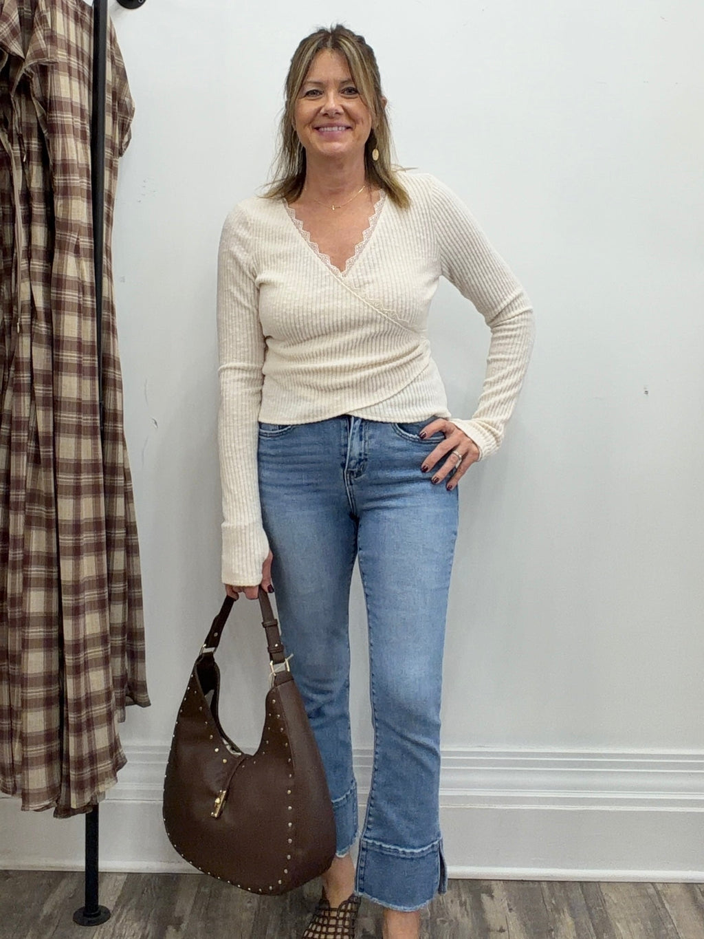 Brush Rib Hacci Tie Waist Top - The Cozy Nest