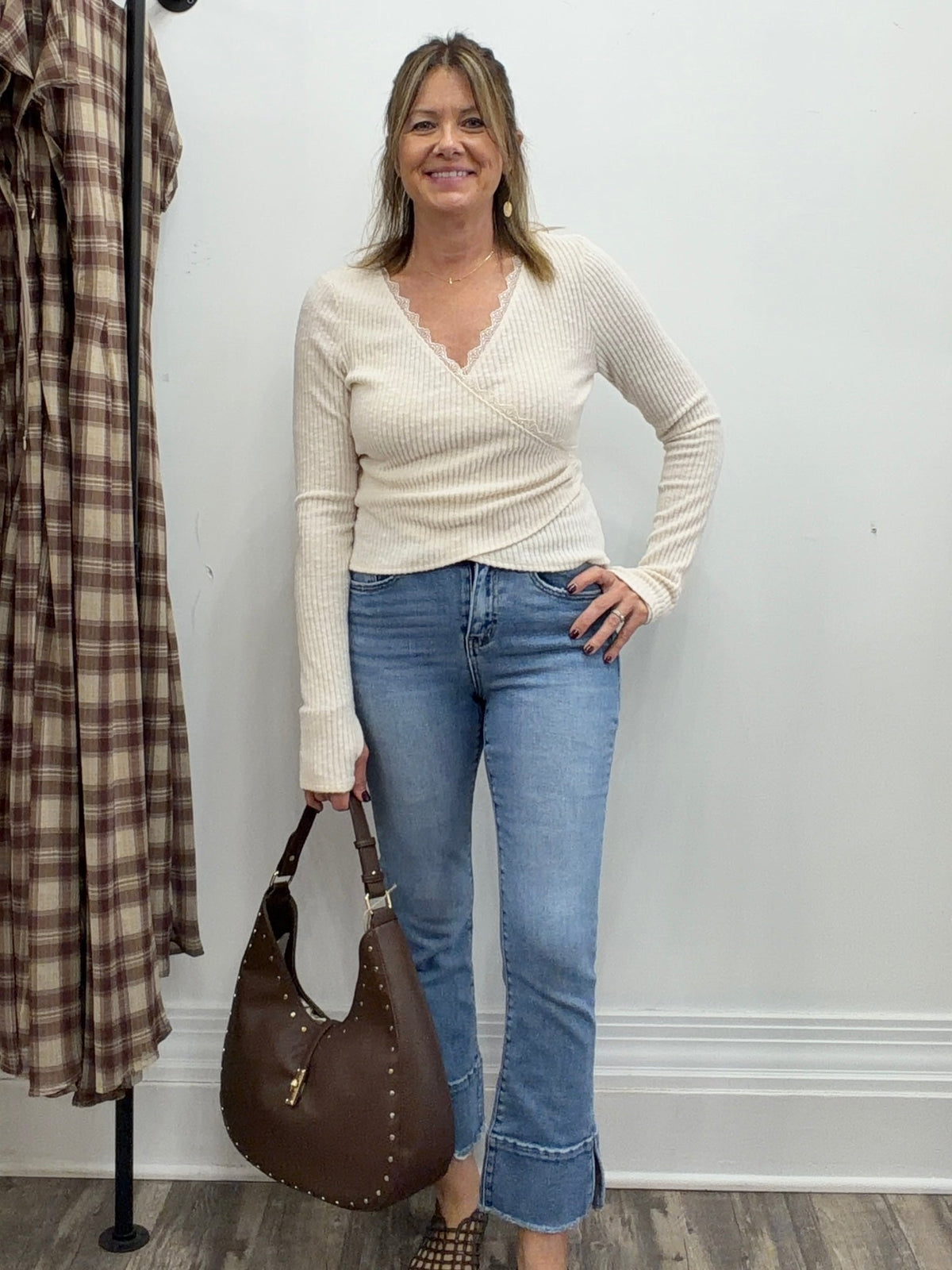 Brush Rib Hacci Tie Waist Top - The Cozy Nest