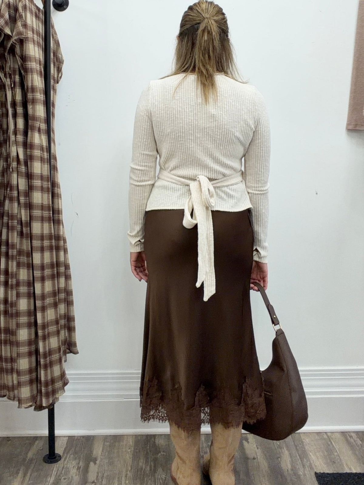 Brush Rib Hacci Tie Waist Top - The Cozy Nest