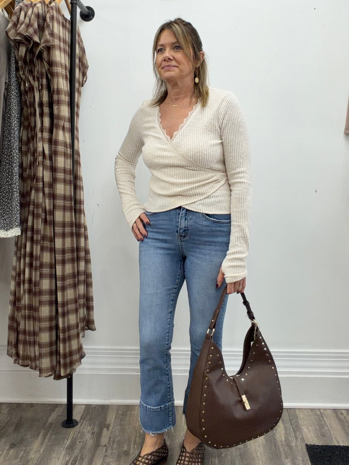 Brush Rib Hacci Tie Waist Top - The Cozy Nest