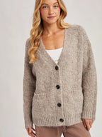 Button Down Fuzzy Heathered Knit Sweater Cardigan - The Cozy Nest