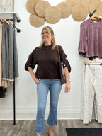 Button Sleeve Knit Sweater-Brown - The Cozy Nest