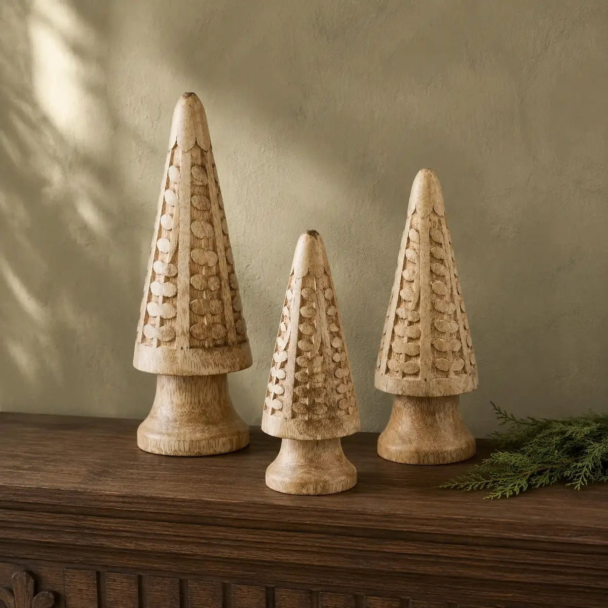 Carved Wood Tree-L - The Cozy Nest