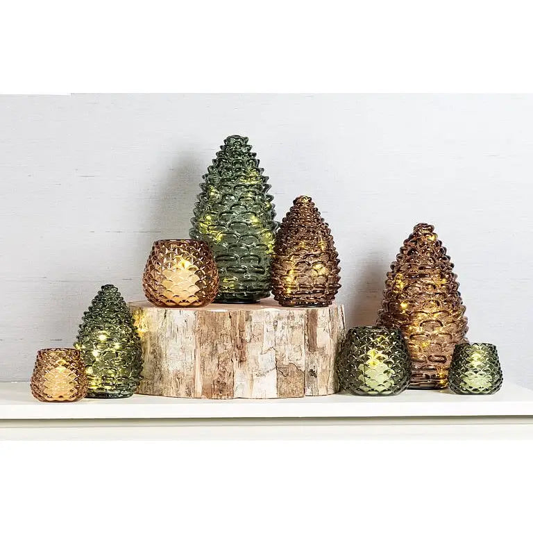 Amber LED Pinecone In Two Sizes