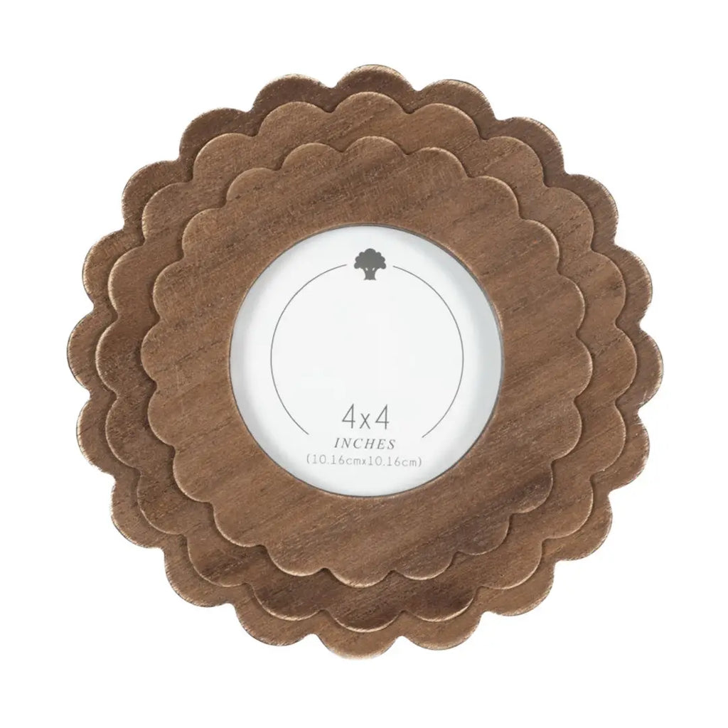 Round Expresso Scalloped Wood Frame