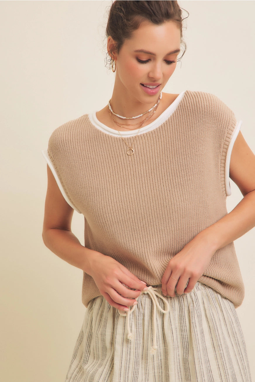 Sleeveless Sweater In Taupe
