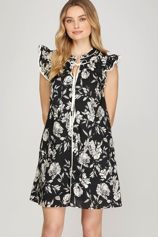 Black Floral Midi Dress