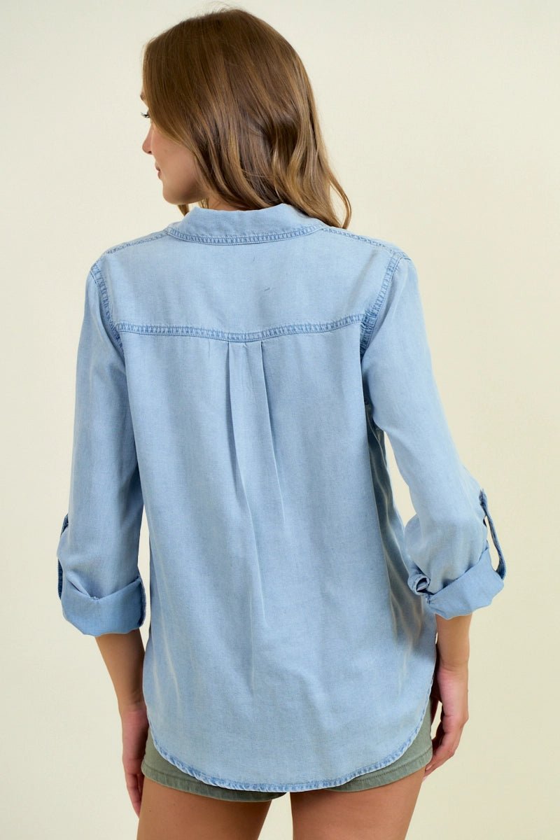 Chambray Button Down Top - The Cozy Nest