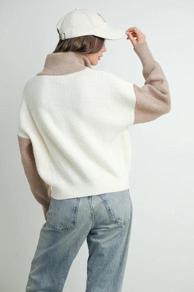 Color Block Half Zip Sweater - The Cozy Nest