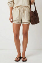 Contrast Trim Linen Shorts - The Cozy Nest