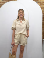 Contrast Trim Linen Shorts - The Cozy Nest