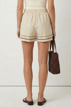 Contrast Trim Linen Shorts - The Cozy Nest