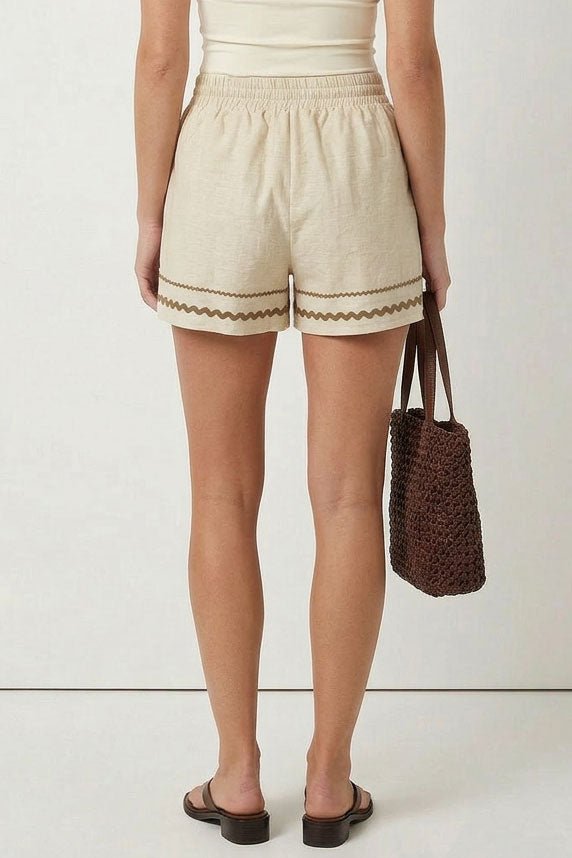 Contrast Trim Linen Shorts - The Cozy Nest