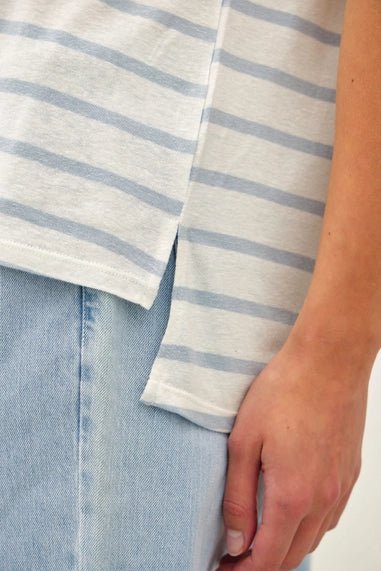 Cotton Linen Blend Relaxed Fit Striped T-Shirt - The Cozy Nest
