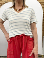 Cotton Linen Blend Relaxed Fit Striped T-Shirt - The Cozy Nest