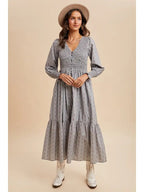 COTTON SMOCKED FLORAL BUTTON DOWN MAXI - The Cozy Nest