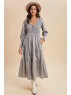 COTTON SMOCKED FLORAL BUTTON DOWN MAXI - The Cozy Nest