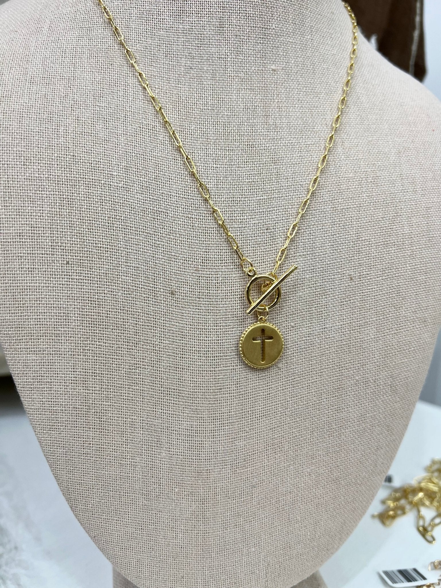 Cross Paperclip Toggle Necklace - The Cozy Nest