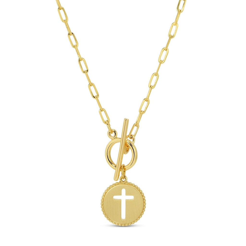 Cross Paperclip Toggle Necklace - The Cozy Nest