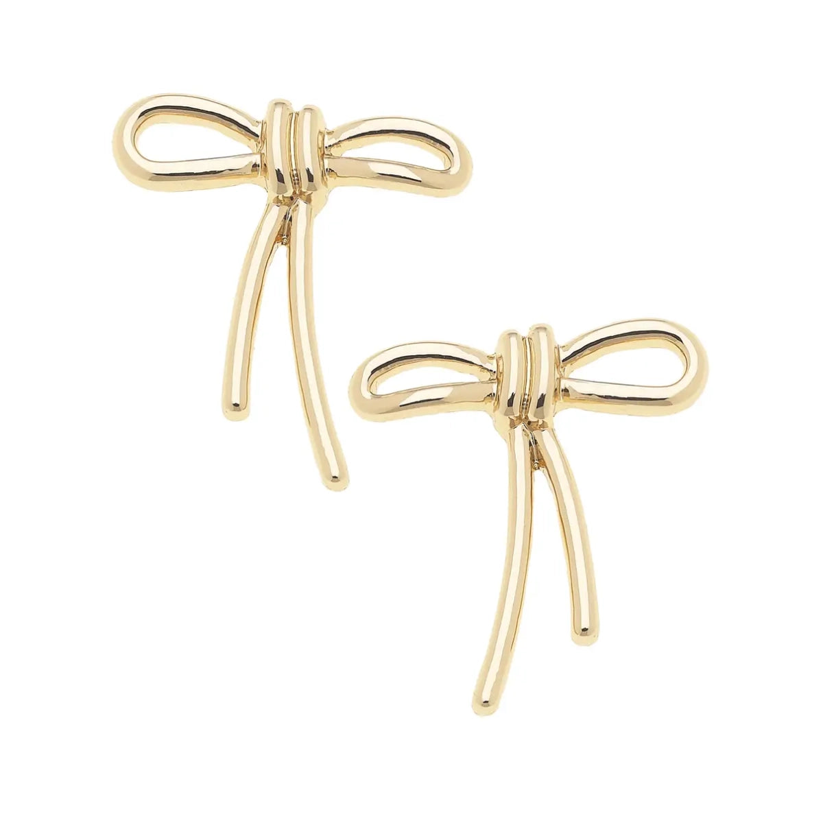 Lopsided Bow Stud Earrings in Shiny Gold